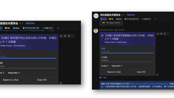 【公告】长龙和雪蕾成为春松客服核心开发者，投票决议通过